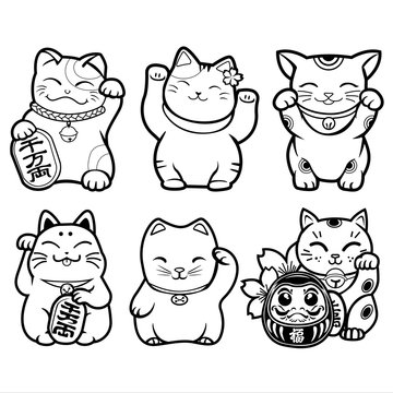 Lucky Cat Coloring Pages