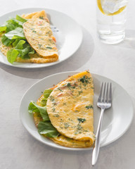 omelet with tomatoes and herbs Breakfast snack