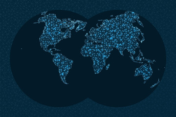 Global network concept. Van Der Grinten 4 projection. World Network. Charming connections map. Vector illustration.