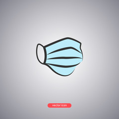 Medical face shield icon in flat style isolated on gray background. 