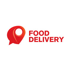 Vector logo of food delivery, courier delivery