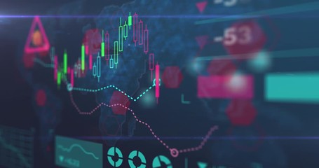 Stock market crash caused by the Corona virus (Covid-19) 4k animation - Powered by Adobe