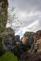 Meteora in Greece. Monasteries on the top of the rock towers.