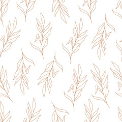 Fototapeta na wymiar Seamless floral pattern. Modern background with yellow leaves and branches