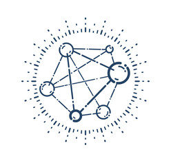 Molecule vector linear icon, science chemistry and physics line art symbol.