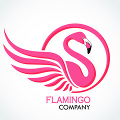 flamingo elegant color circle frame logo - obrazy, fototapety, plakaty