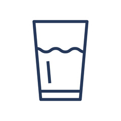 Glass with drink, beverage line icon. Glass of water outline icon.