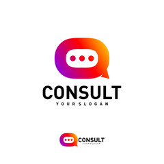 Business consulting logo template. Speech bubble vector design. Consult logotype