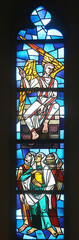 Angel, stained glass window at Evangelical Church in Wasseralfingen, Germany