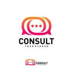 Obraz premium Business consulting logo template. Speech bubble vector design. Consult logotype