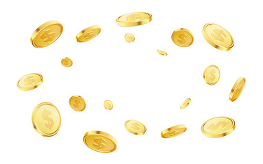 Golden coins explosion. Casino jackpot or win concept.