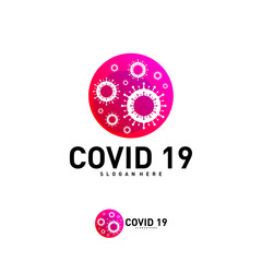 Covid-19 Coronavirus concept design logo. World Health organization WHO introduced new official name for Coronavirus disease named COVID-19, dangerous virus vector illustration