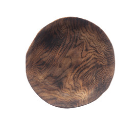 Empty Wooden Bowl (Plate) on white background