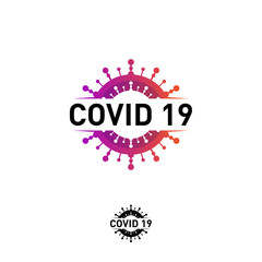 Covid-19 Coronavirus concept design logo. World Health organization WHO introduced new official name for Coronavirus disease named COVID-19, dangerous virus vector illustration