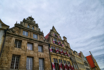 Obraz premium Verschiedene historische Fassaden in der Altstadt von Münster