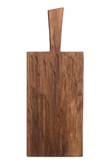 Handmade wood cutting board on white background. 