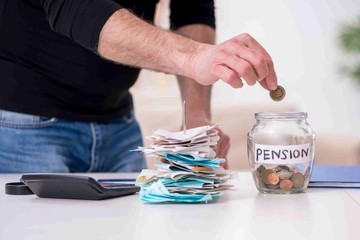 Old male retired in budget planning concept