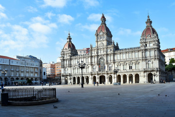 Fototapeta na wymiar A Coruña town hall in the María Pita square. La Coruña, Galicia. Spain. Europe. October 8, 2019 
