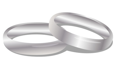 silver wedding rings isolated on white background
