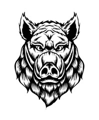 Illustration vector wild boar's head-design.