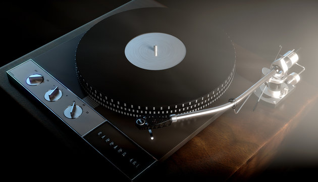 A 3D render of a Garrard 401 turntable record player in a moody setting - March 29, 2019 in Bristol, United Kingdom