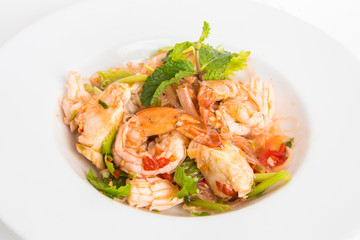 spicy mixed seafood clear noodle thai salad