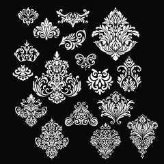 Oriental vector damask patterns for greeting cards and wedding invitations.