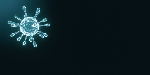 Coronavirus 2019-nCov novel coronavirus concept resposible for asian flu outbreak and coronaviruses influenza as dangerous flu strain cases as a pandemic. Microscope virus close up. 3d rendering