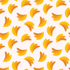 Fruit pattern. Seamless pattern of bananas in flat style on a light pink background. Vector 8 EPS.