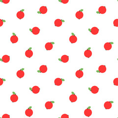 Fruit pattern. Seamless pattern of little red apples in flat style on a white background. Vector 8 EPS.