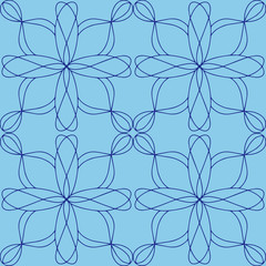 Tender seamless pattern with mandala ornament. Hand drawn. On light blue background. Good for fabric, textile, wrapping paper, wallpaper, baby room, kitchen, packaging, paper, print, etc.