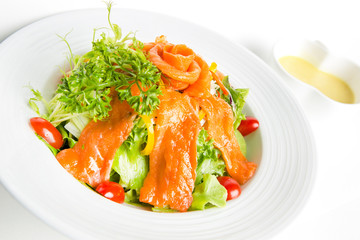luxury delicious smoked salmon salad serve with cream salad sauce