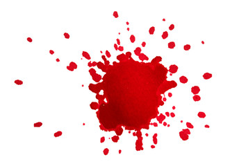 A splash of red paint on a white background