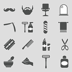 Barber Icons. Sticker Design. Vector Illustration.