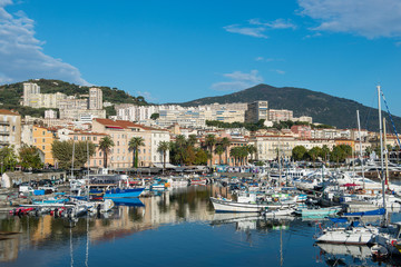Naklejka na ściany i meble Ajaccio, Corsica / France.03/10/2015.Panoramic view of the port of Ajaccio
