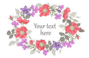 Flower frame with roses.