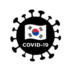Fototapeta premium COVID-19 coronavirus and Korean flag