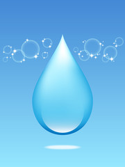 水滴　光と透明感　ブルーグラデーション背景