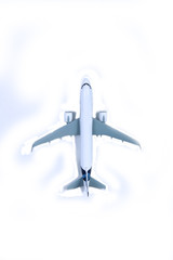 model of a plane isolated on white background flat lay