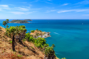 Fototapeta na wymiar Beautiful Laem Promthep Cape in Phuket, famous view point scenic area for watching sunset