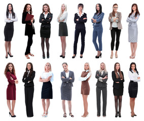 Obraz premium in full growth.collage of a group of successful young business women.
