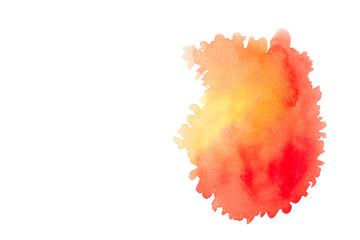 Red and orange tones Abstract background image with watercolor painted on white paper.