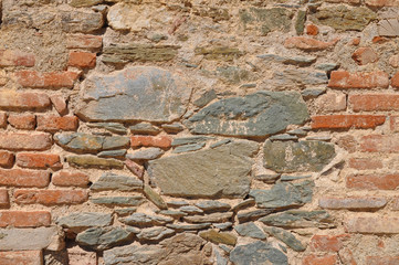 old red brick and stone wall background