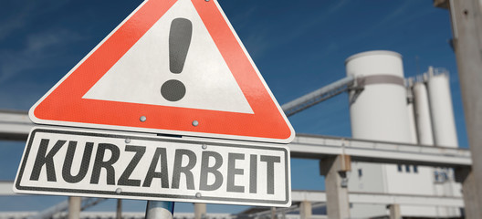 Schild Achtung Kurzarbeit