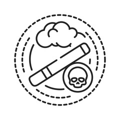 Smoking addiction black line icon. Physical or emotional dependence on nicotine. Pictogram for web page, mobile app, promo. UI UX GUI design element. Editable stroke.