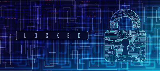 2d illustration Safety concept: Closed Padlock on digital background
