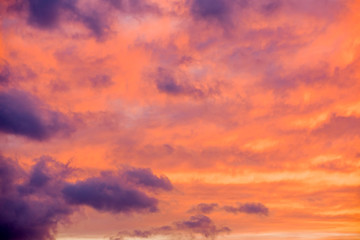 Beautiful of sunset sky - pink and orange clouds.
