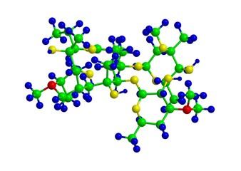 Molecular structure of Azithromycin, 3D rendering