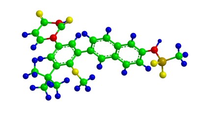 Molecular structure of Dasabuvir, 3D rendering
