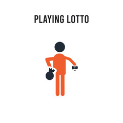Playing Lotto vector icon on white background. Red and black colored Playing Lotto icon. Simple element illustration sign symbol EPS